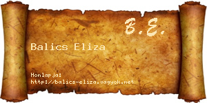 Balics Eliza névjegykártya